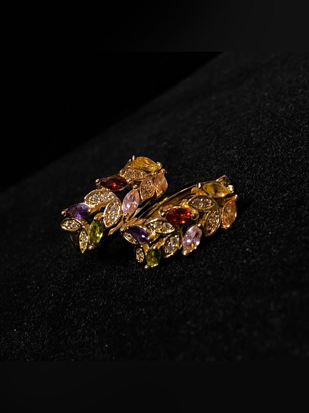 Gold-Plated Stainless Steel Multicolor Marquise CZ Ear Crawler/Climber Earrings